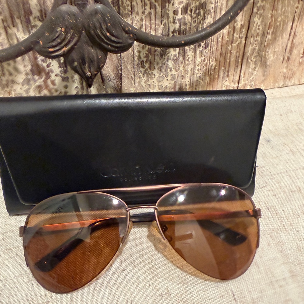 Calvin Klein Brown Aviator Sunglasses